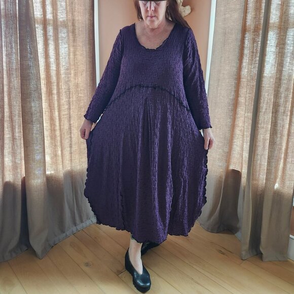 NOBLU PUCKER DRESS PURPLE/BLACK TRIM - Picture 3 of 3